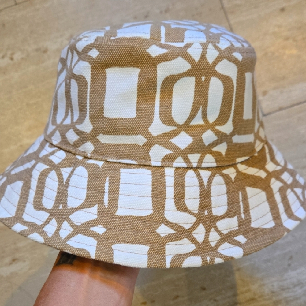 Seed Heritage Stylish Geometric Design Tan/White Bucket Hat